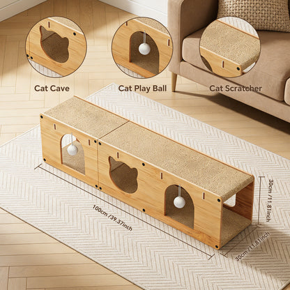 Luxury Felt Cat Tunnel Bed & Interactive Play Cave