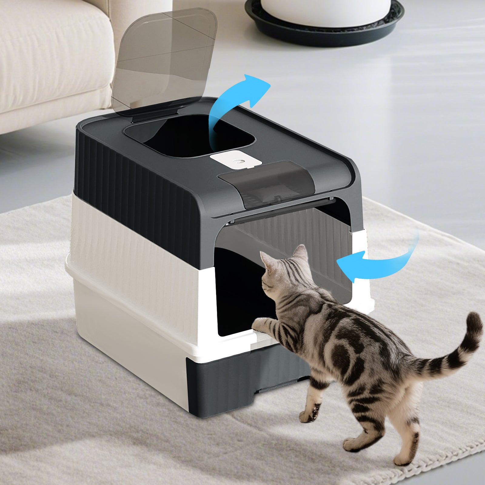 Extra Large Fully Enclosed Cat Litter Box with Drawer, Lockable Cube Design – Odor-Proof, Leak-Proof & Easy to Clean