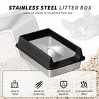 Stainless Steel Cat Litter Box with Semi-Enclosed High Sides, Anti-Splash & Odor Control, Easy Clean – Includes Free Scoop