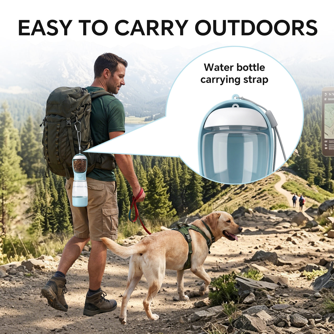 3-in-1 Dog Portable Water & Food Bottle, Outdoor Travel Pet Drinking Cup