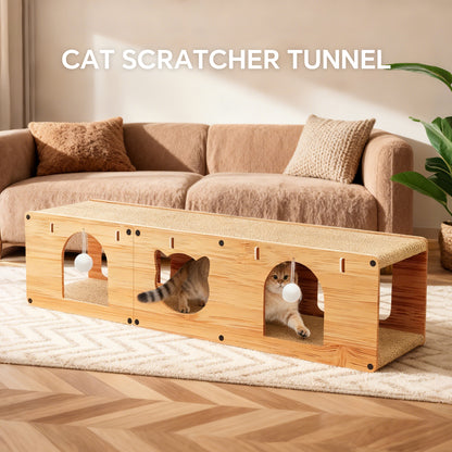 Luxury Felt Cat Tunnel Bed & Interactive Play Cave