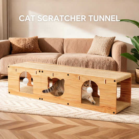 Luxury Felt Cat Tunnel Bed & Interactive Play Cave