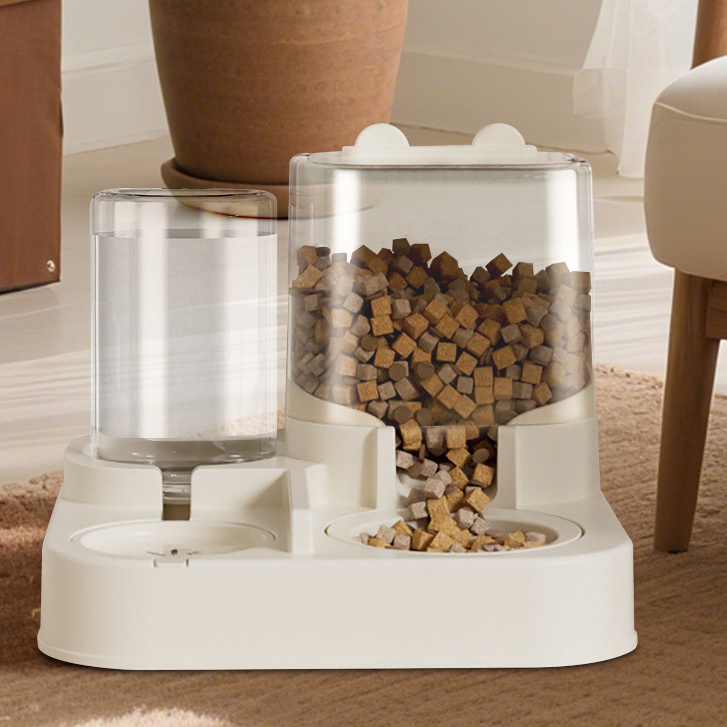 Large 2-in-1 Transparent Pet Feeder & Water Dispenser