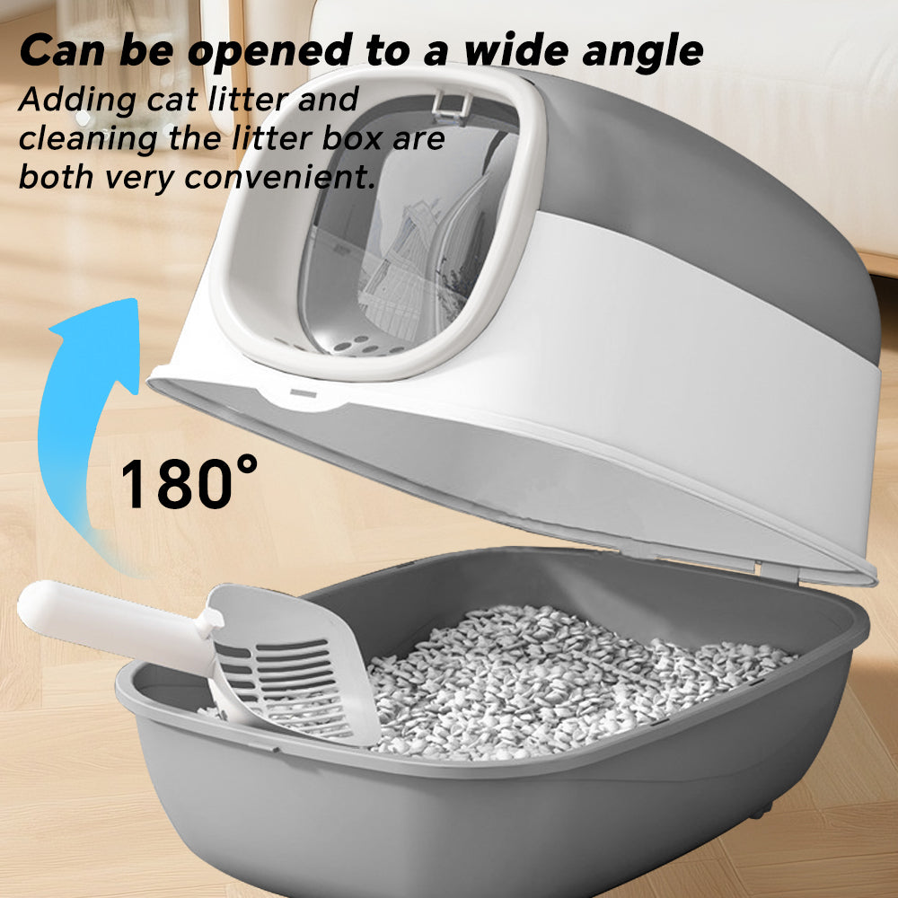 Cat Litter Box for Large Cats with 180 Degree Flip Lid