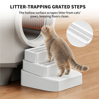 Step-Up Multi-Functional Pet Stairs: 2-in-1 Adjustable Litter Box Steps with Integrated Litter Trapper