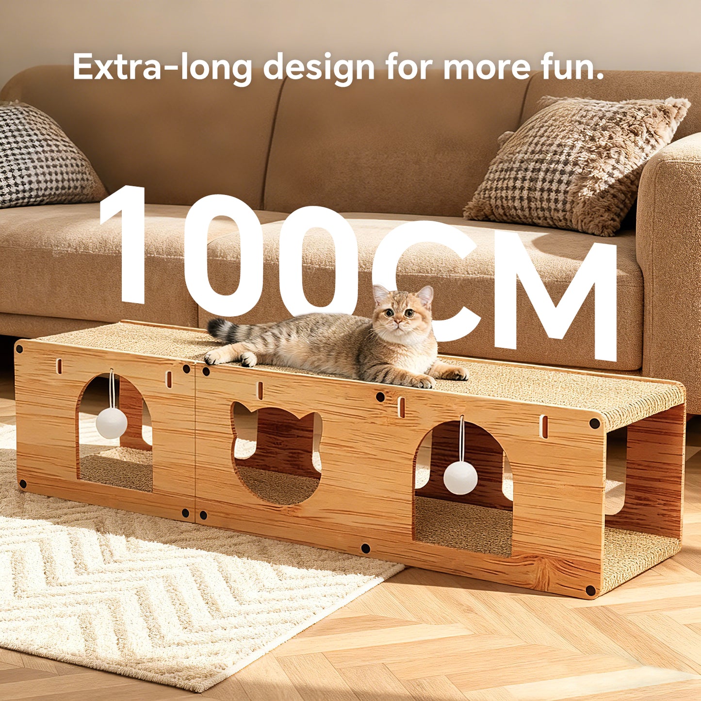 Luxury Felt Cat Tunnel Bed & Interactive Play Cave