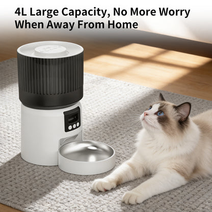 4L Smart Pet Feeder with HD Camera & Two-Way Audio | Automatic Cat Dog Food Dispenser