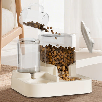 Large 2-in-1 Transparent Pet Feeder & Water Dispenser