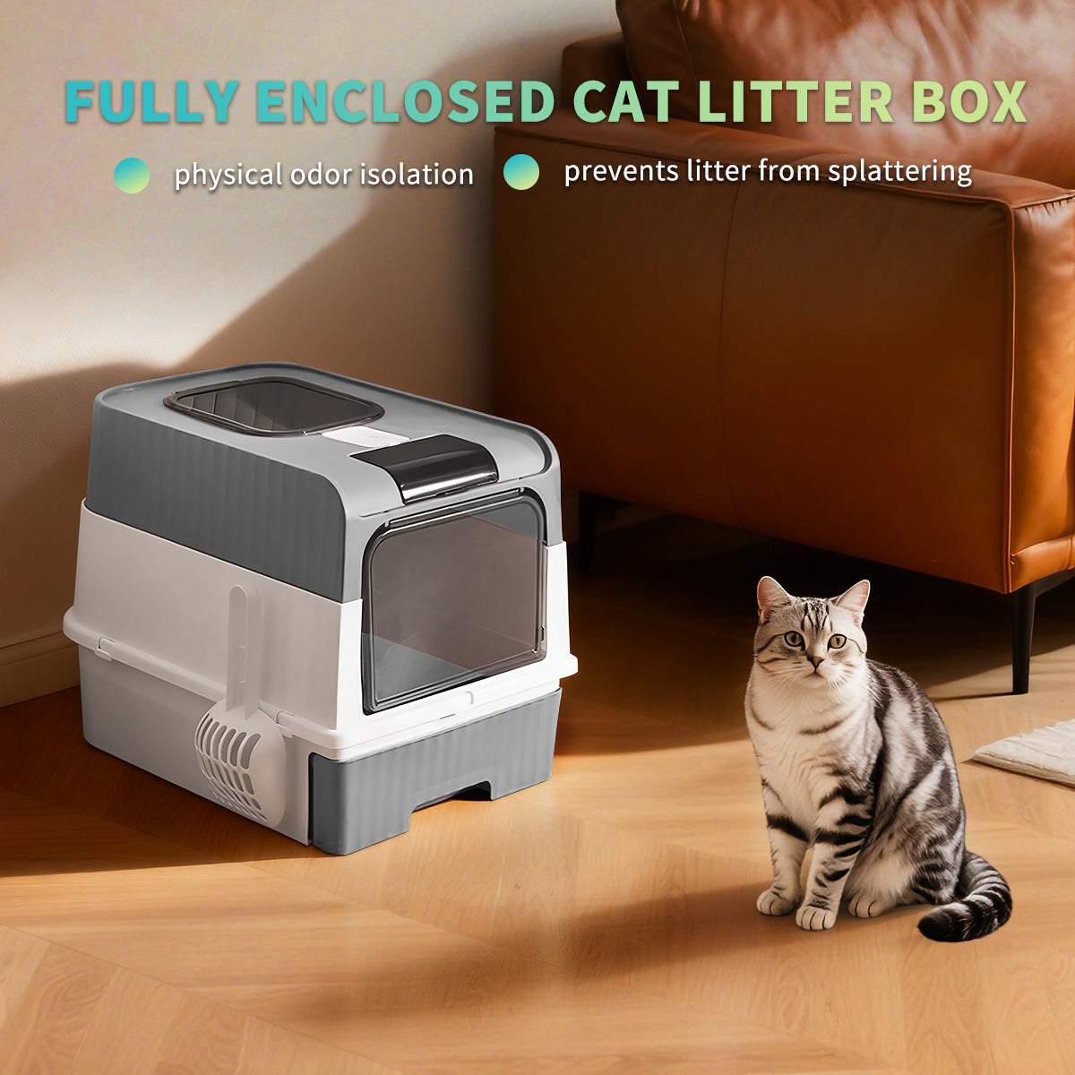 Extra Large Fully Enclosed Cat Litter Box with Drawer