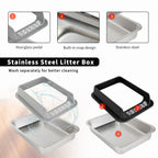 Stainless Steel Cat Litter Box with Semi-Enclosed High Sides, Anti-Splash & Odor Control, Easy Clean – Includes Free Scoop