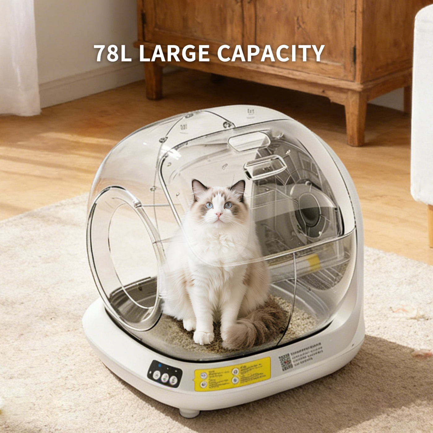 78L Large Self-Cleaning Cat Litter Box | Auto-Sensing, Gravity-Sensing, App Control