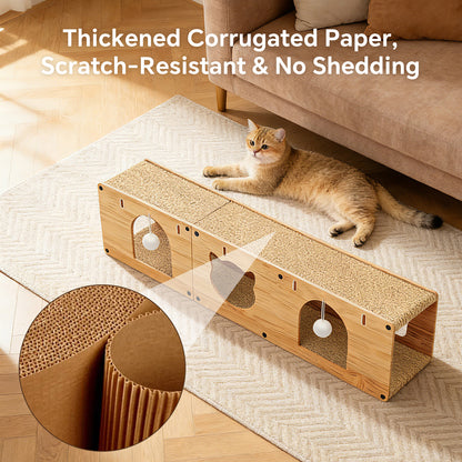 Luxury Felt Cat Tunnel Bed & Interactive Play Cave