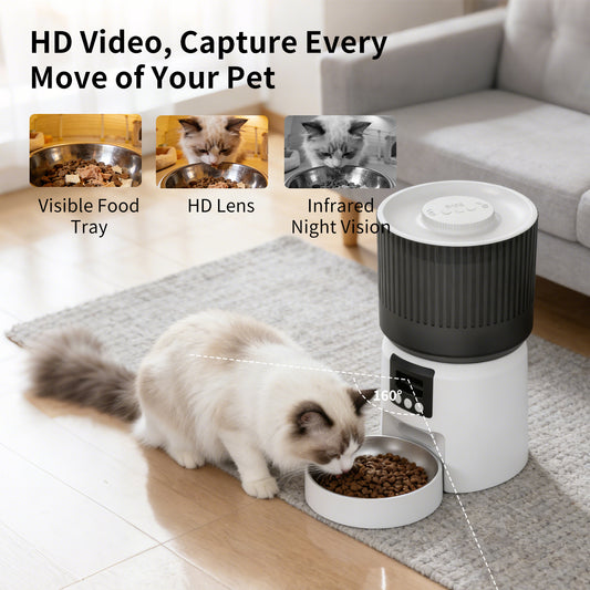 4L Smart Pet Feeder with HD Camera & Two-Way Audio | Automatic Cat Dog Food Dispenser