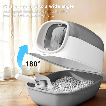 Cat Litter Box for Large Cats with 180 Degree Flip Lid