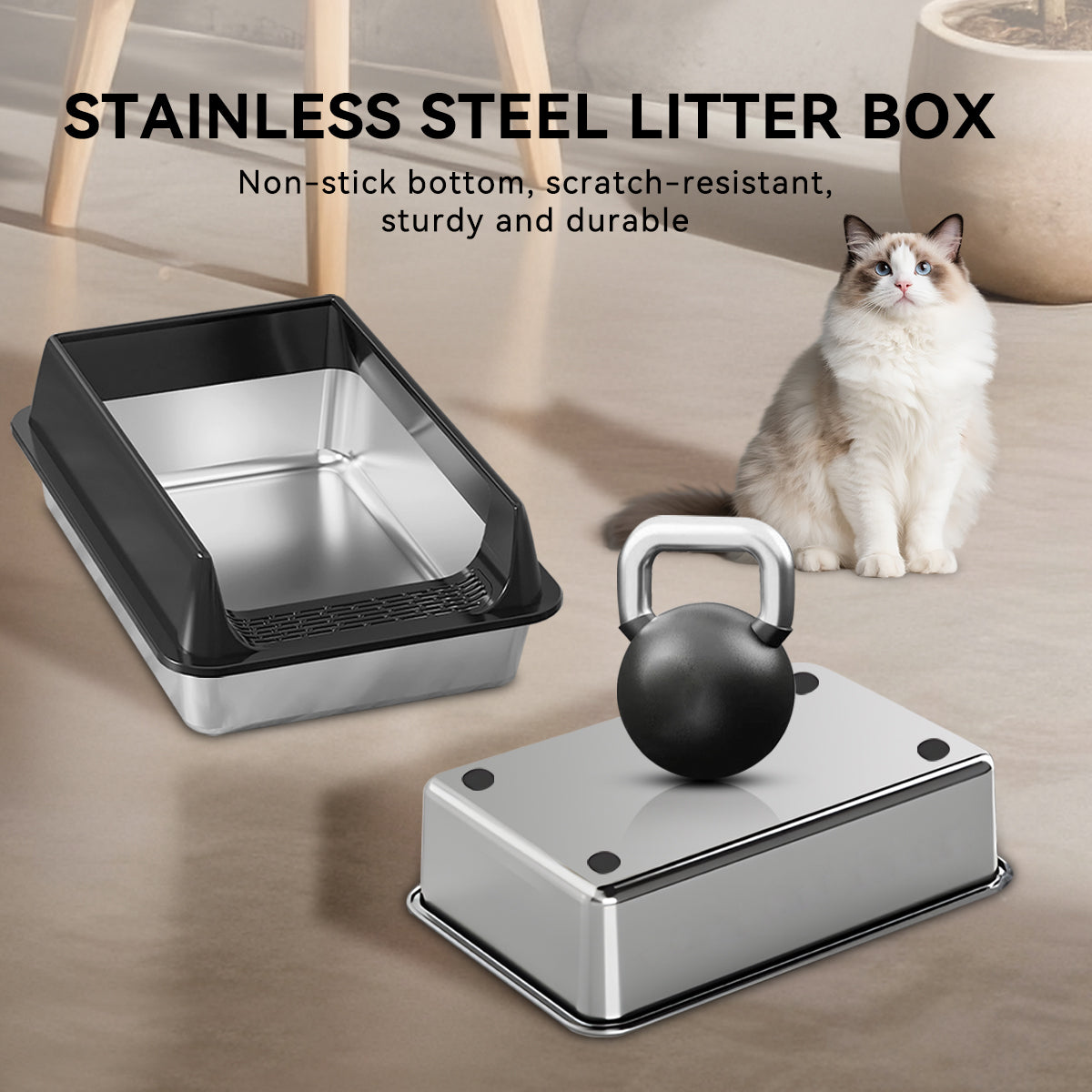 Stainless Steel Cat Litter Box