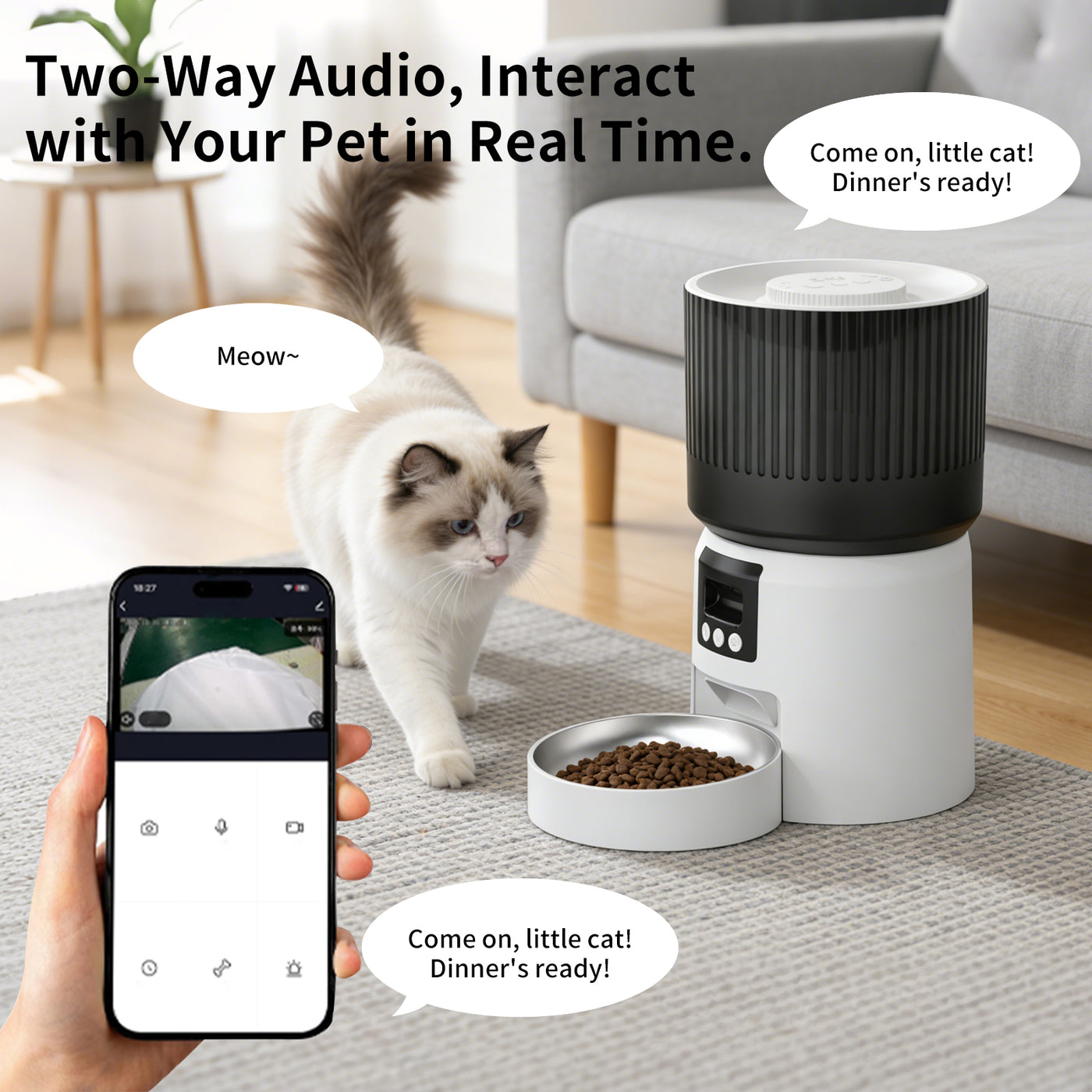 4L Smart Pet Feeder with HD Camera & Two-Way Audio | Automatic Cat Dog Food Dispenser