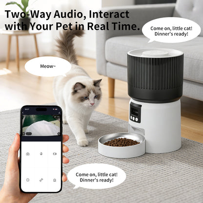 4L Smart Pet Feeder with HD Camera & Two-Way Audio | Automatic Cat Dog Food Dispenser