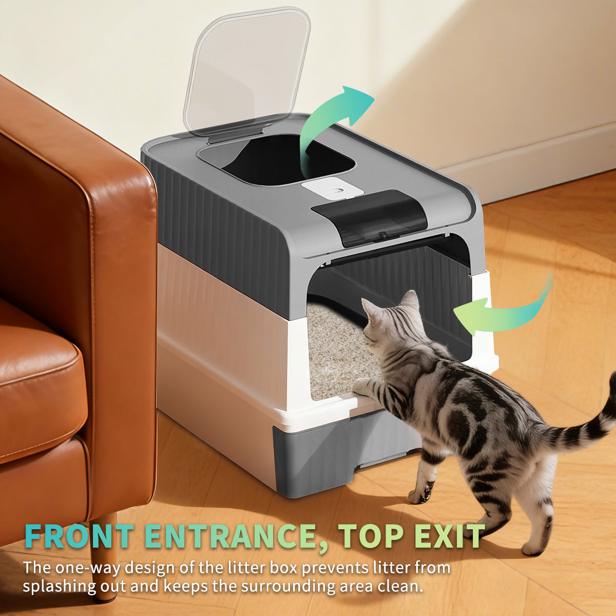 Extra Large Fully Enclosed Cat Litter Box with Drawer