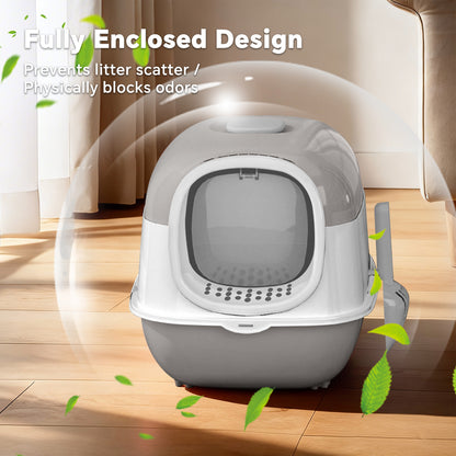 Cat Litter Box for Large Cats with 180 Degree Flip Lid