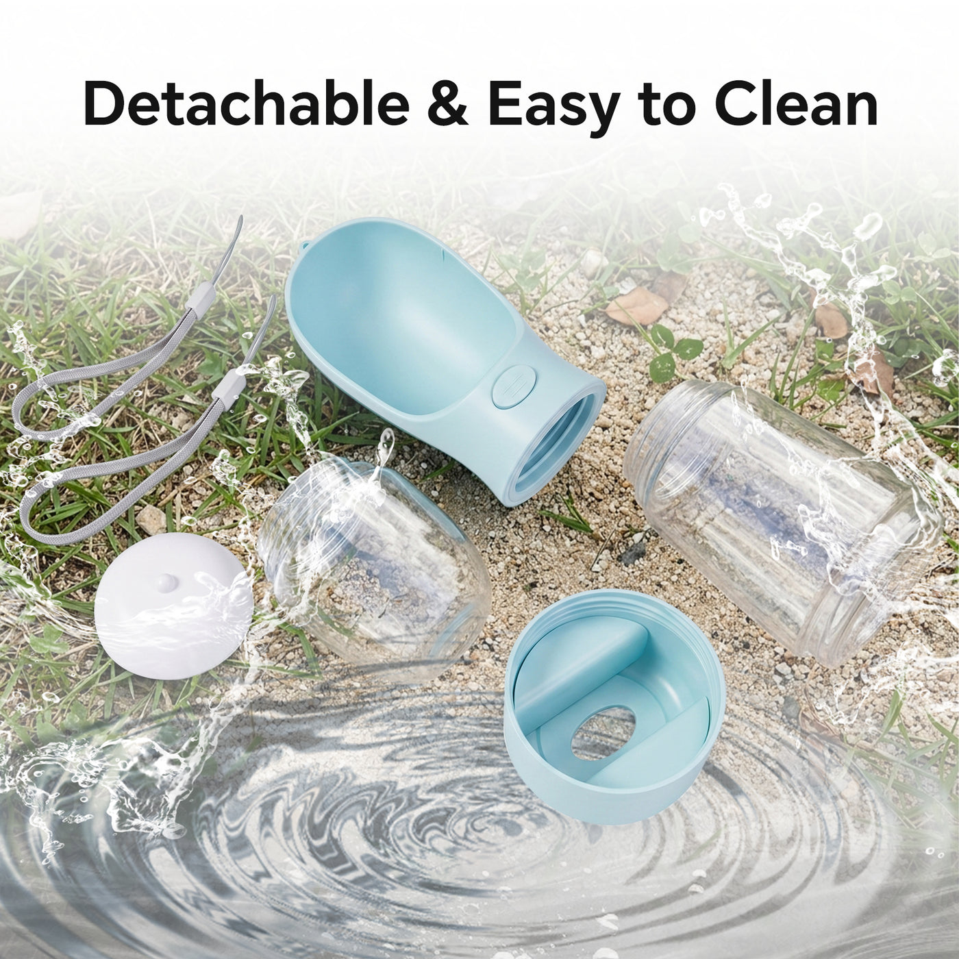 3-in-1 Dog Portable Water & Food Bottle, Outdoor Travel Pet Drinking Cup