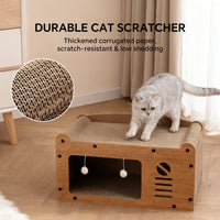 Premium Walnut Wood TV Cat Scratcher House & Lounge Bed