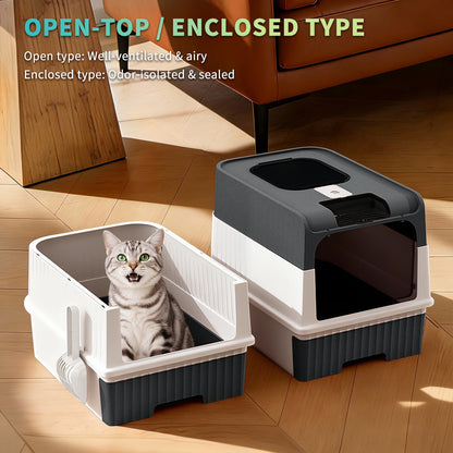 Extra Large Fully Enclosed Cat Litter Box with Drawer