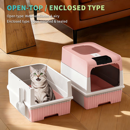 Extra Large Fully Enclosed Cat Litter Box with Drawer