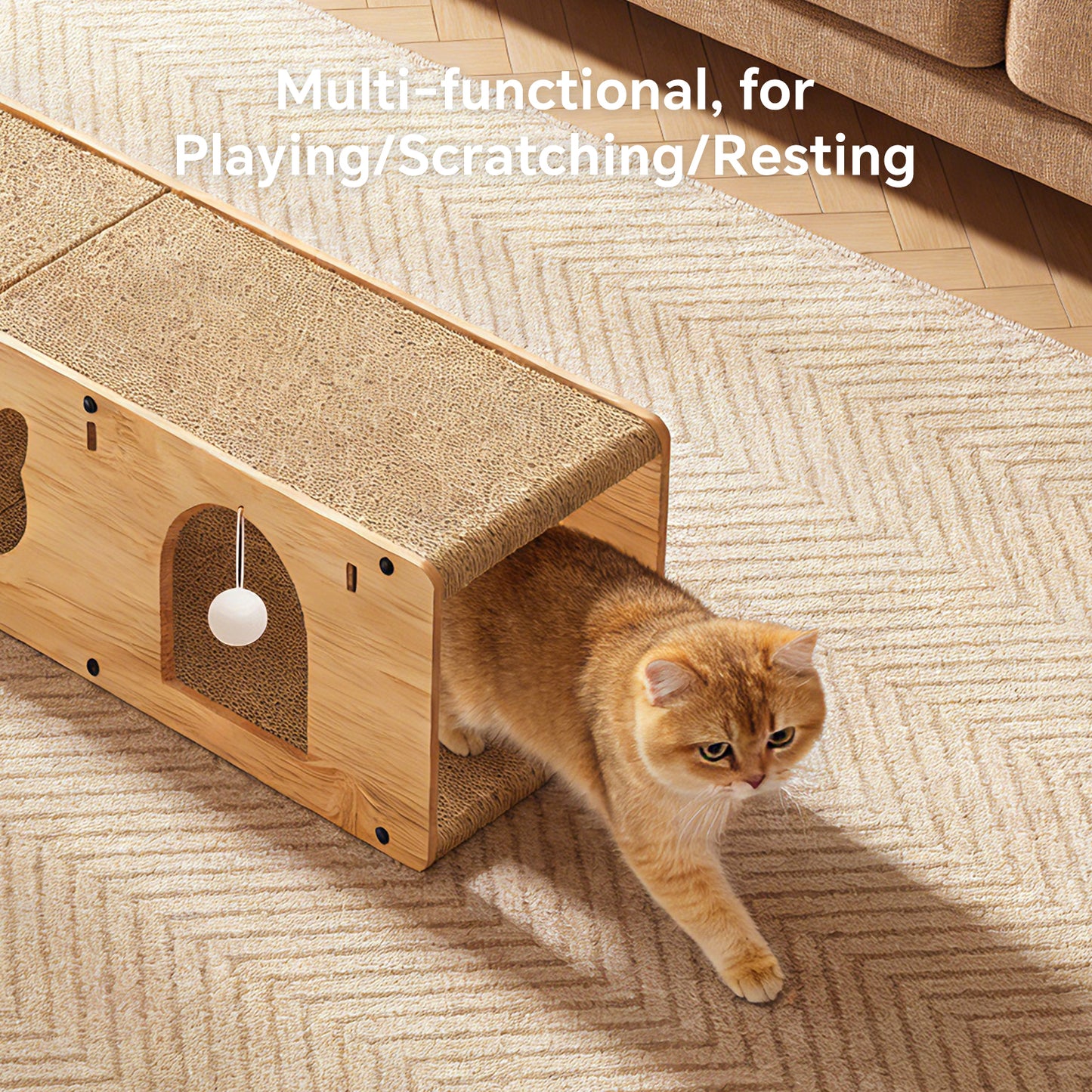 Luxury Felt Cat Tunnel Bed & Interactive Play Cave