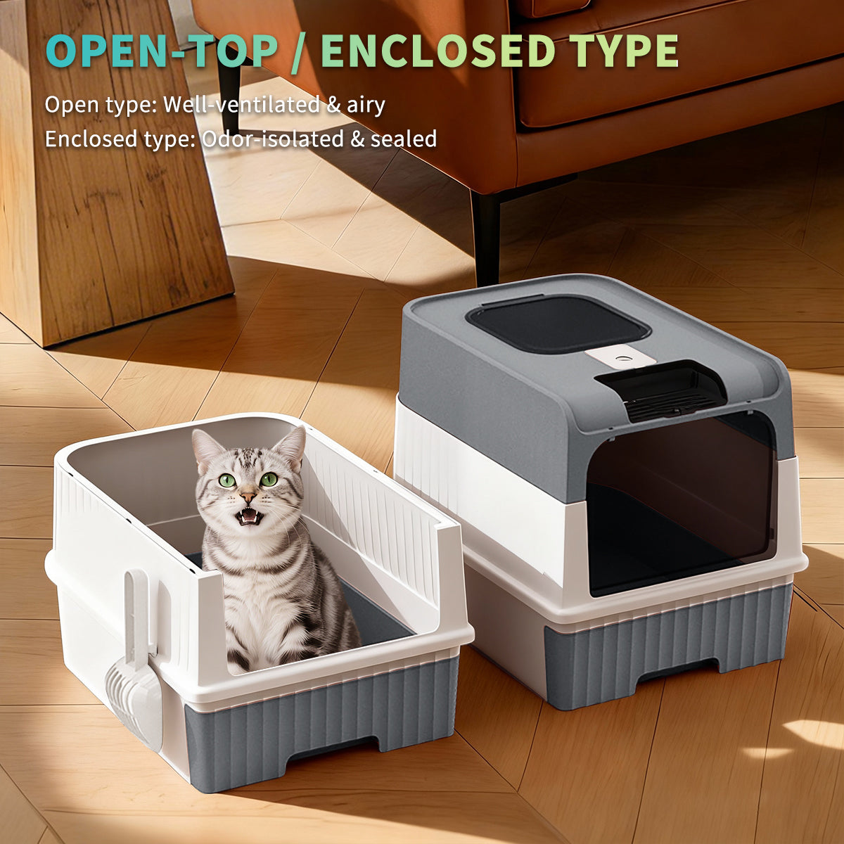 Extra Large Fully Enclosed Cat Litter Box with Drawer