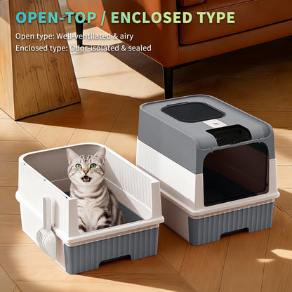 Extra Large Fully Enclosed Cat Litter Box with Drawer