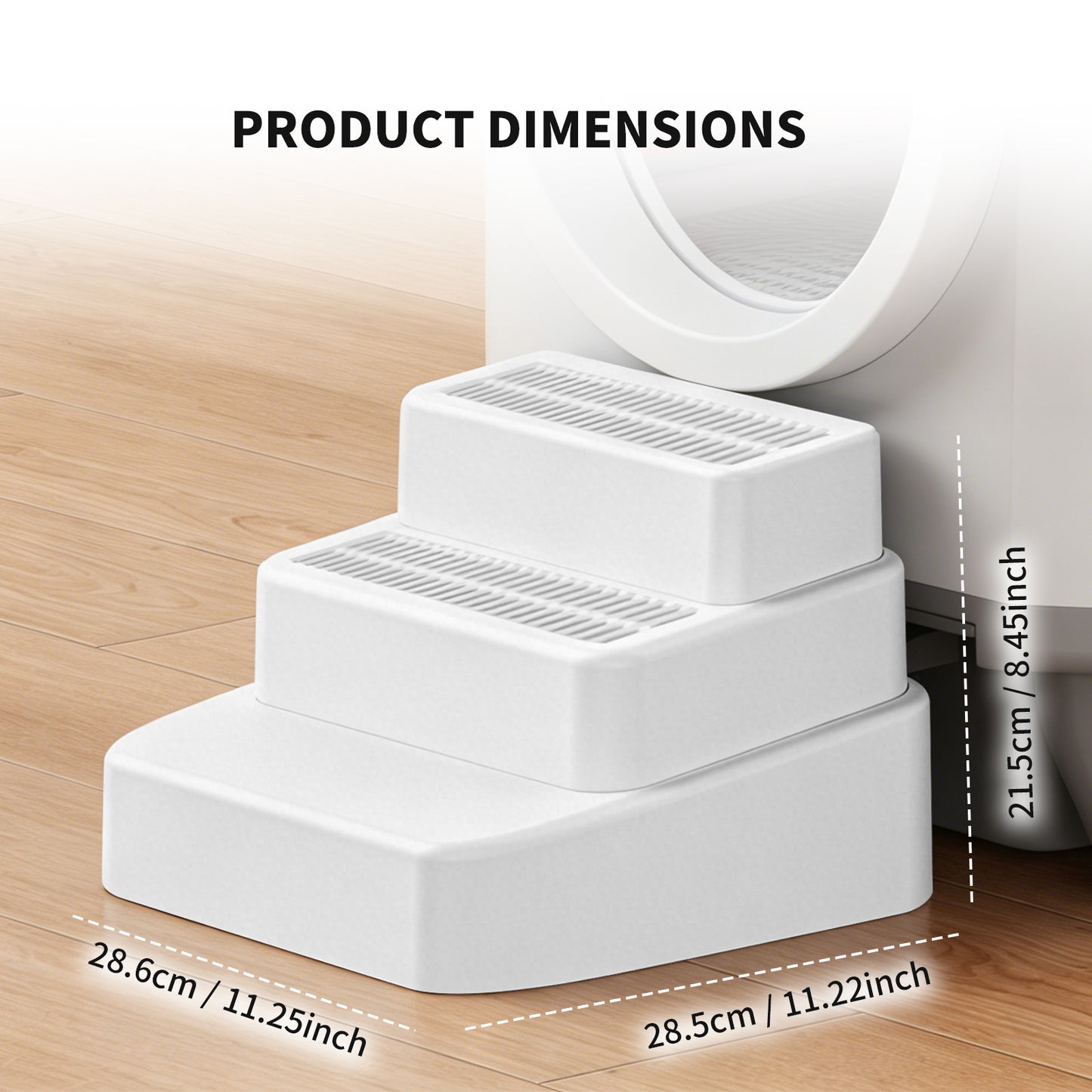 Step-Up Multi-Functional Pet Stairs: 2-in-1 Adjustable Litter Box Steps with Integrated Litter Trapper