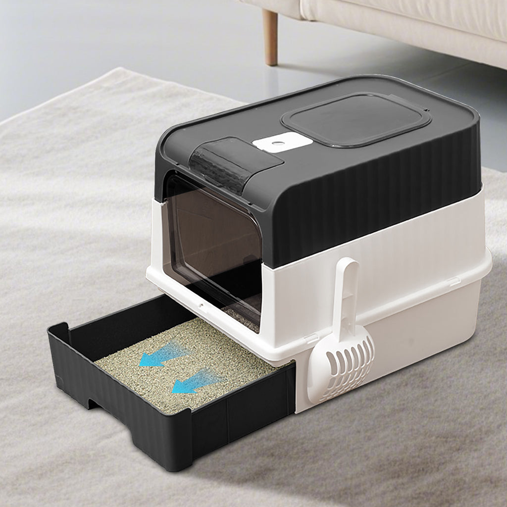 Extra Large Fully Enclosed Cat Litter Box with Drawer, Lockable Cube Design – Odor-Proof, Leak-Proof & Easy to Clean