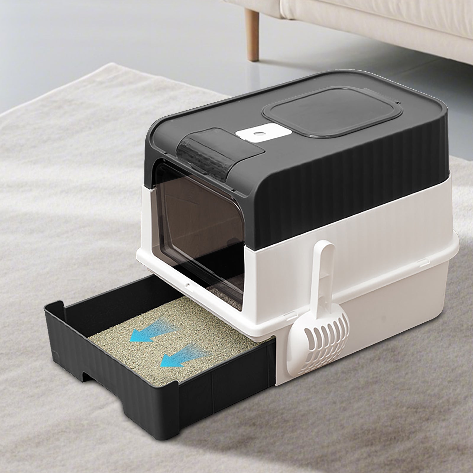 Extra Large Fully Enclosed Cat Litter Box with Drawer, Lockable Cube Design – Odor-Proof, Leak-Proof & Easy to Clean