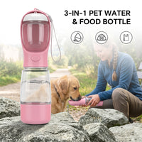 3-in-1 Dog Portable Water & Food Bottle, Outdoor Travel Pet Drinking Cup
