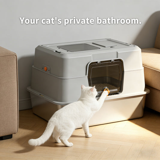 Fully Enclosed Stainless Steel Cat Litter Box 23.6in x 15.75in x 15.75in