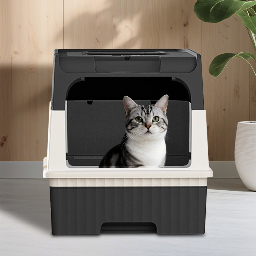 Extra Large Fully Enclosed Cat Litter Box with Drawer, Lockable Cube Design – Odor-Proof, Leak-Proof & Easy to Clean
