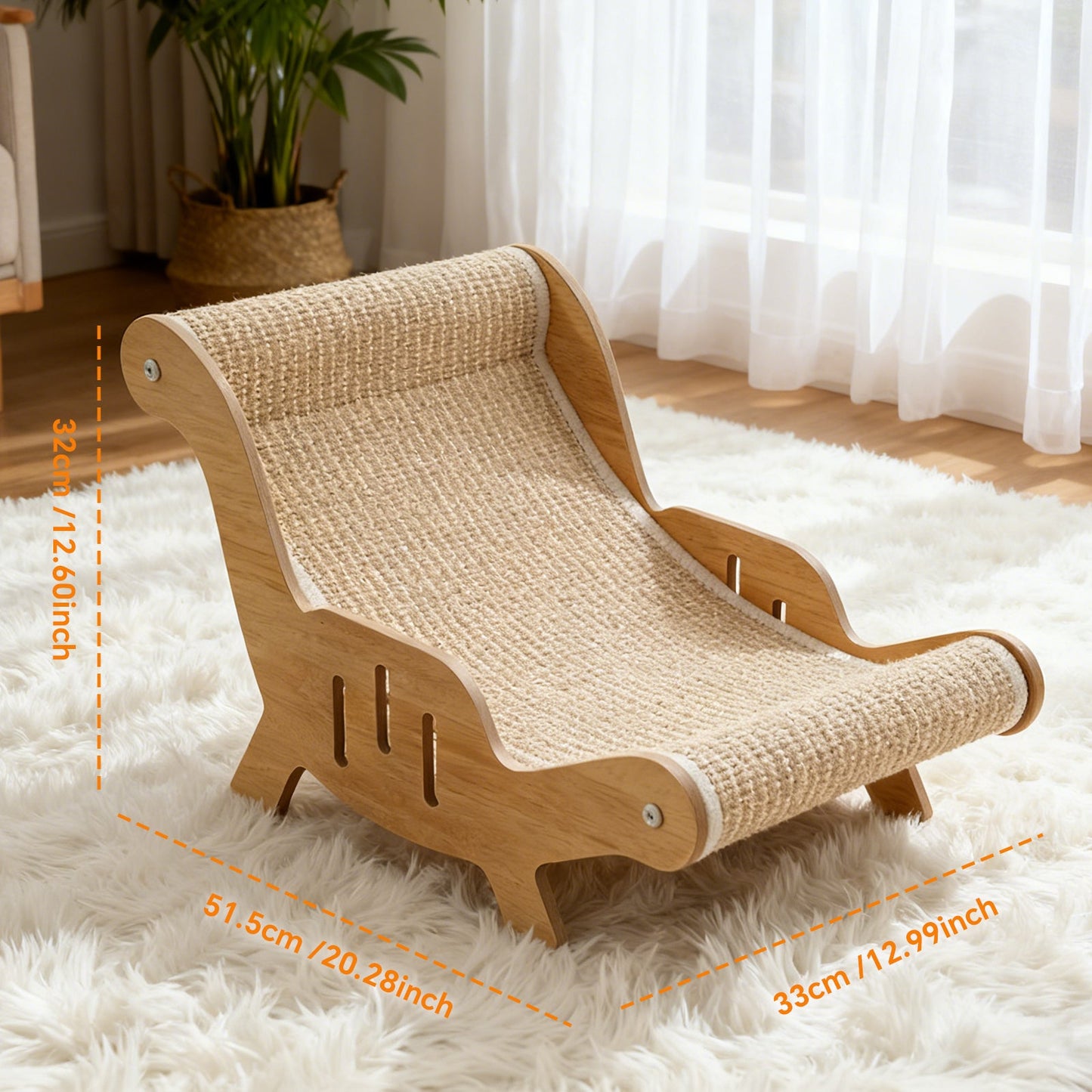 Modern Wooden Cat Lounge Chair & Durable Sisal Scratcher