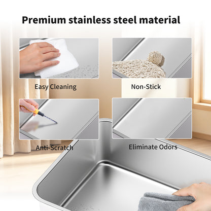 Enclosed Stainless Steel Cat Litter Box with Anti-Splash Step, Odor Control, Easy-Clean Design for All Cat Sizes