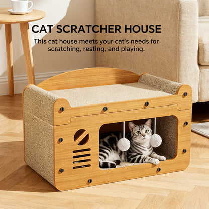 Retro TV Cardboard Cat Scratcher House & Lounge Cave