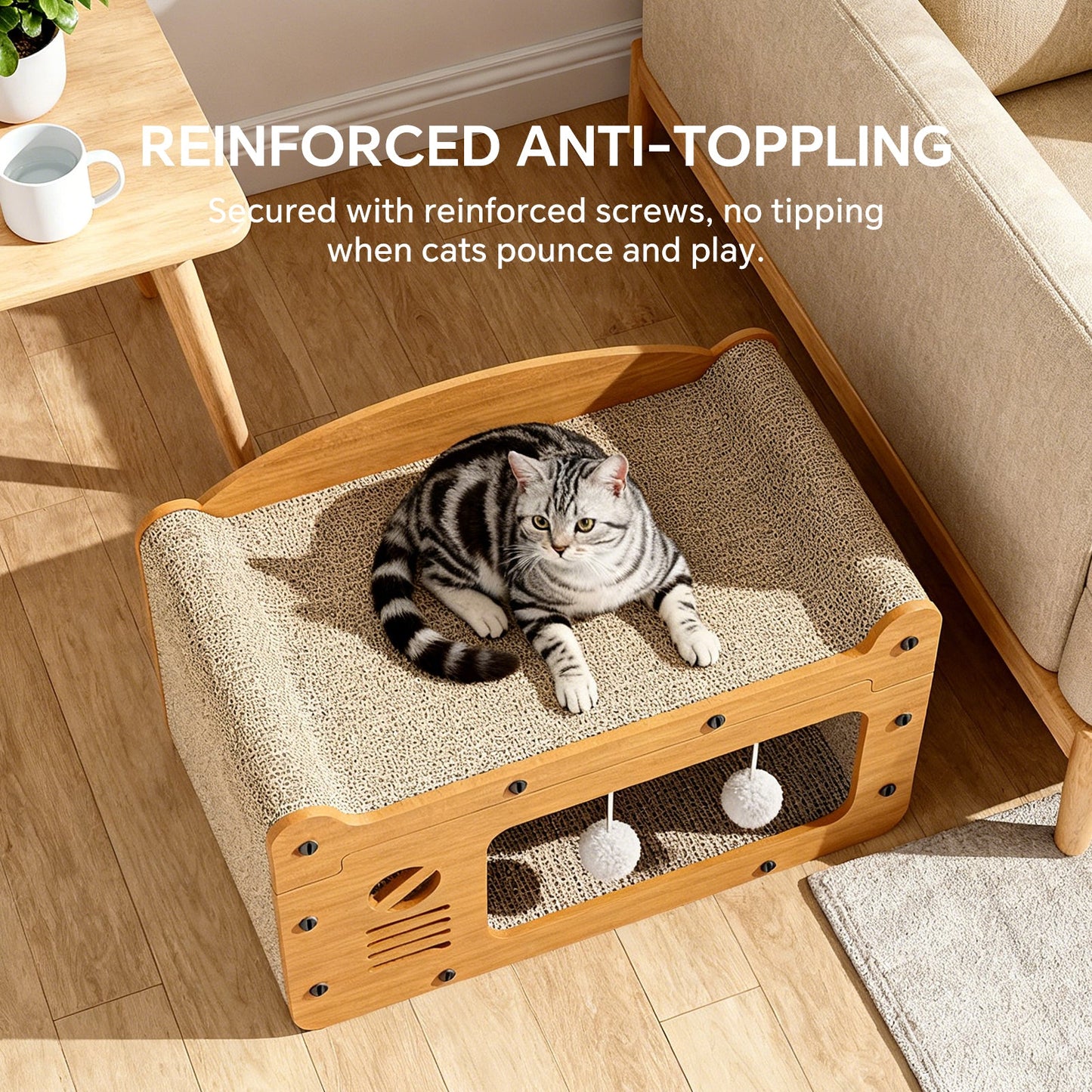 Retro TV Cardboard Cat Scratcher House & Lounge Cave