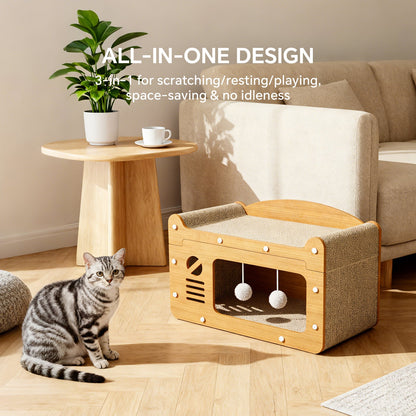 Retro TV Cardboard Cat Scratcher House & Lounge Cave