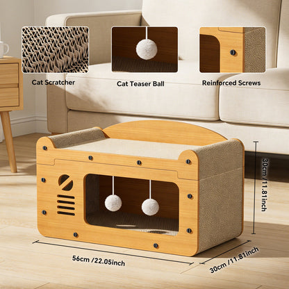 Retro TV Cardboard Cat Scratcher House & Lounge Cave