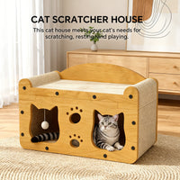 Minimalist Wood Cat Head Cardboard Scratcher House & Lounge