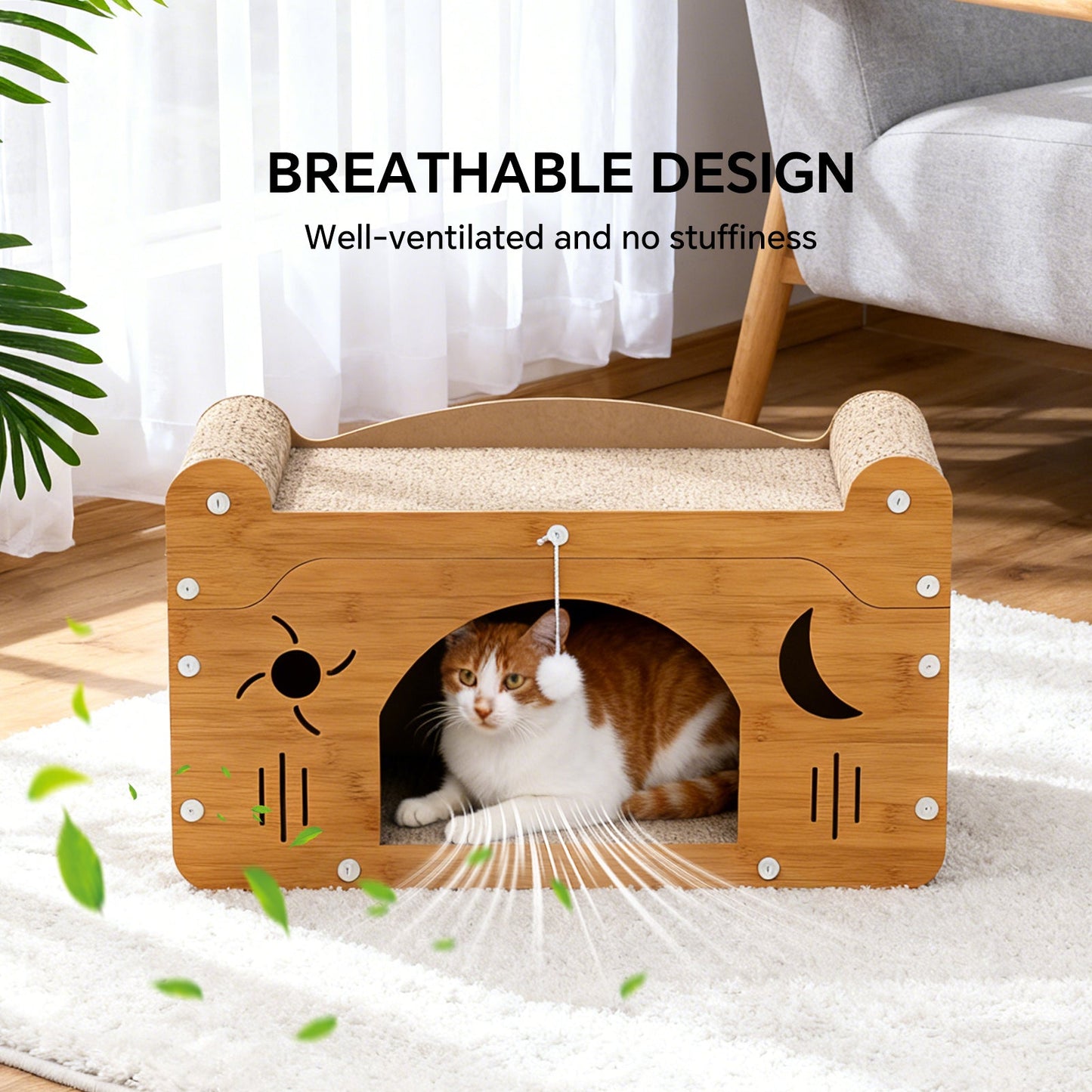 Star & Moon Cardboard Cat Scratcher House & Lounge Bed