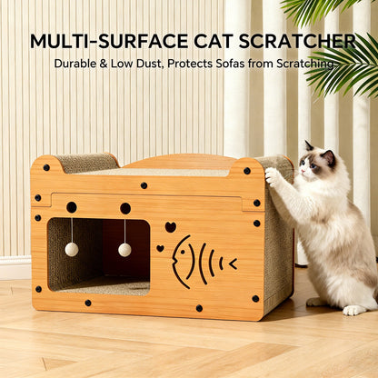 Bubble Fish Cardboard Cat Scratcher House & Lounge Bed