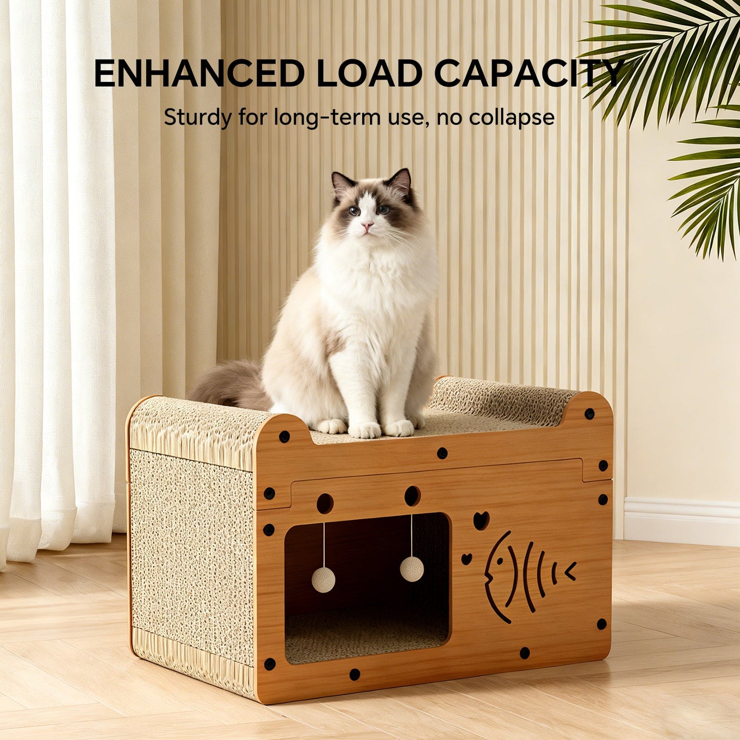 Bubble Fish Cardboard Cat Scratcher House & Lounge Bed
