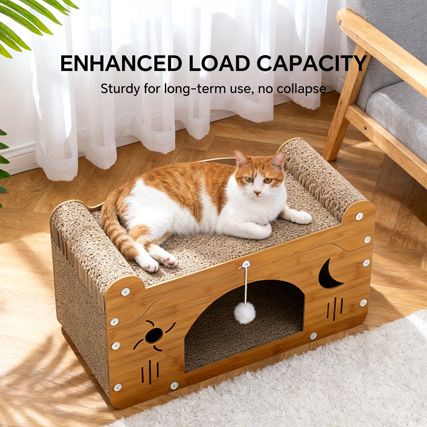 Star & Moon Cardboard Cat Scratcher House & Lounge Bed