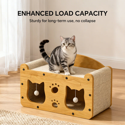 Minimalist Wood Cat Head Cardboard Scratcher House & Lounge