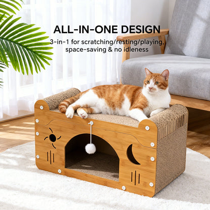 Star & Moon Cardboard Cat Scratcher House & Lounge Bed
