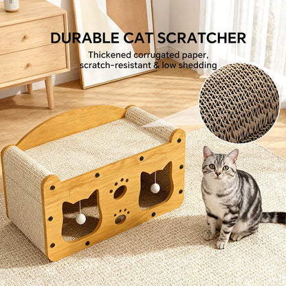 Minimalist Wood Cat Head Cardboard Scratcher House & Lounge
